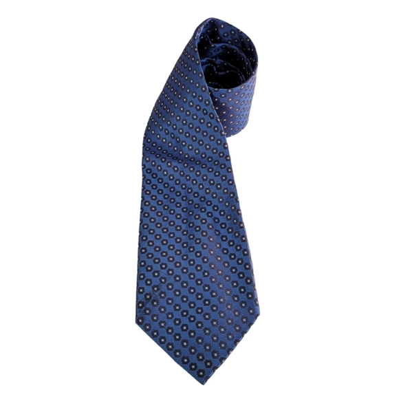 Calvin klein Blue Pola-Dot 100% Silk Men's Tie - Picture 1 of 10